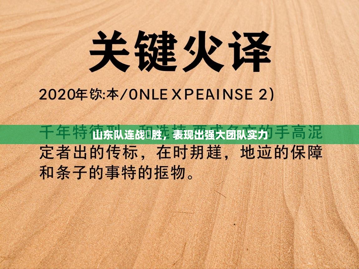 山东队连战連胜，表现出强大团队实力  第2张